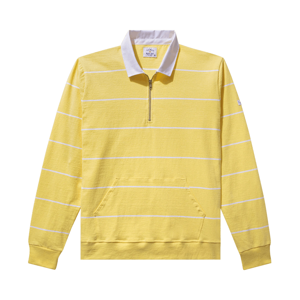 Buy Noah Quarter Zip Rugby Pullover 'Lemon/White' - KN043SS22 LEMO