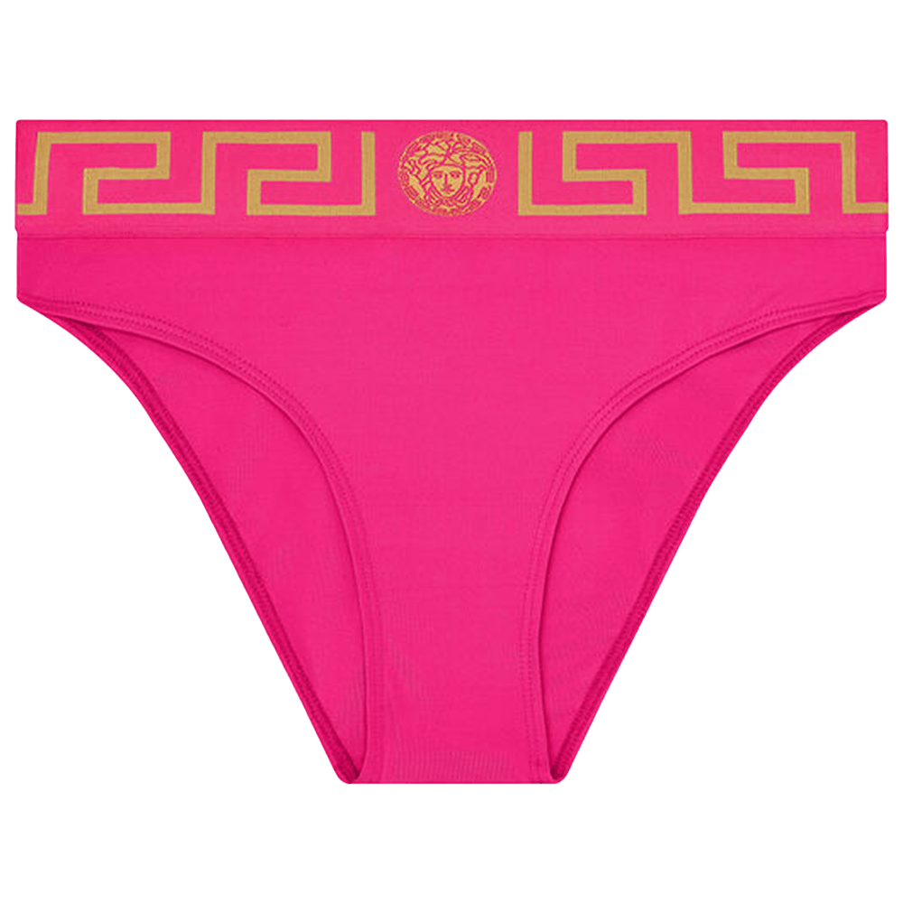 Versace Underwear Pink Greca Border Thong Versace Underwear