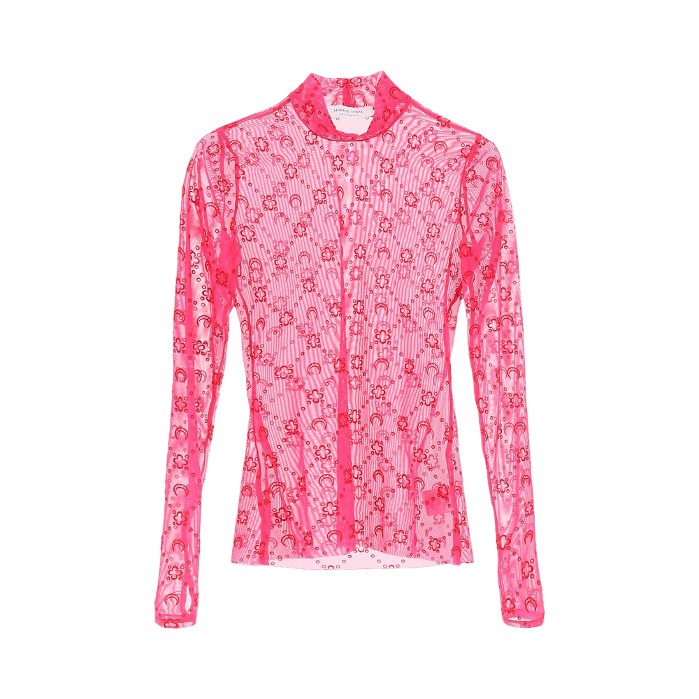 Buy Marine Serre Recycled Moonogram Flocked Mesh Top 'Pink