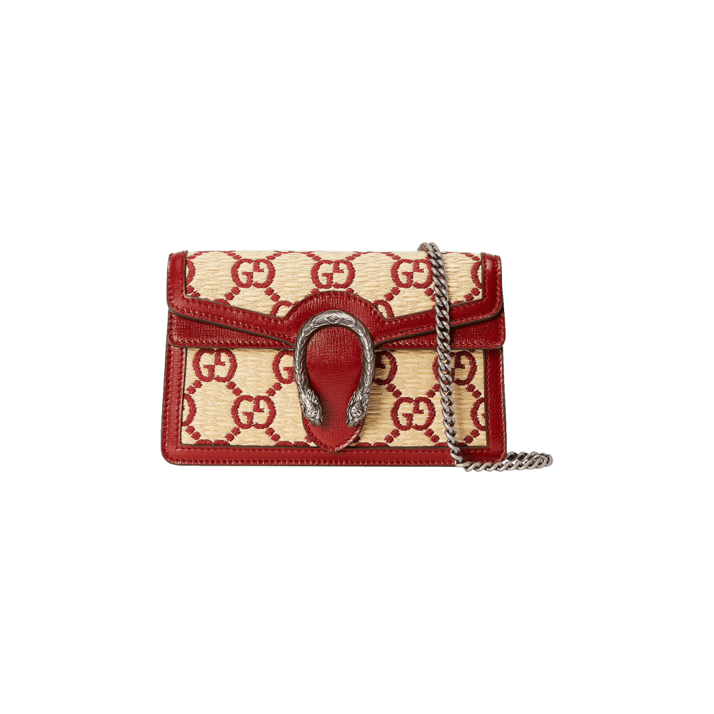 Buy Gucci Dionysus Super Mini Bag 'Red GG Straw Effect' - 476432
