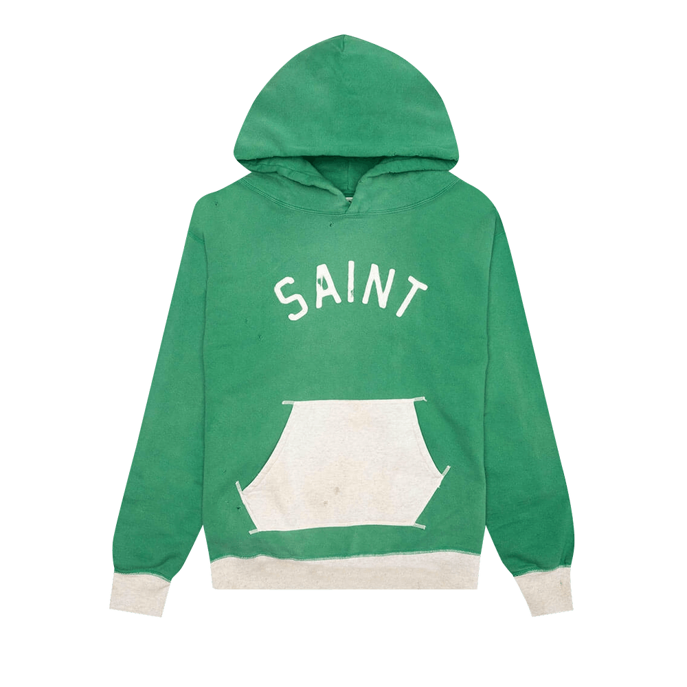 Buy Saint Michael Felt Hoodie 'Green/Grey' - SM S22 0000 041
