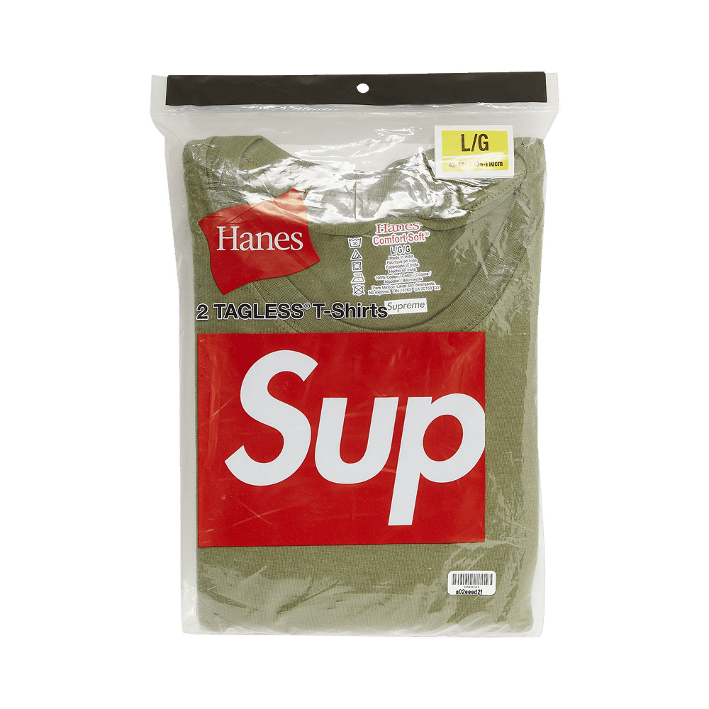 Buy Supreme x Hanes Tagless Tees (2 Pack) 'Olive' - SS22A24