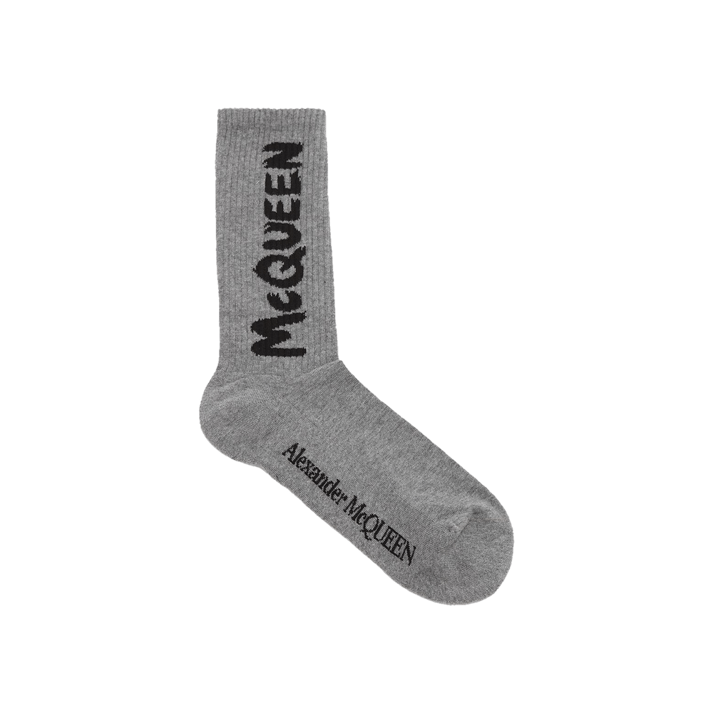 Buy Alexander McQueen Graffiti Socks 'Graphite/Black