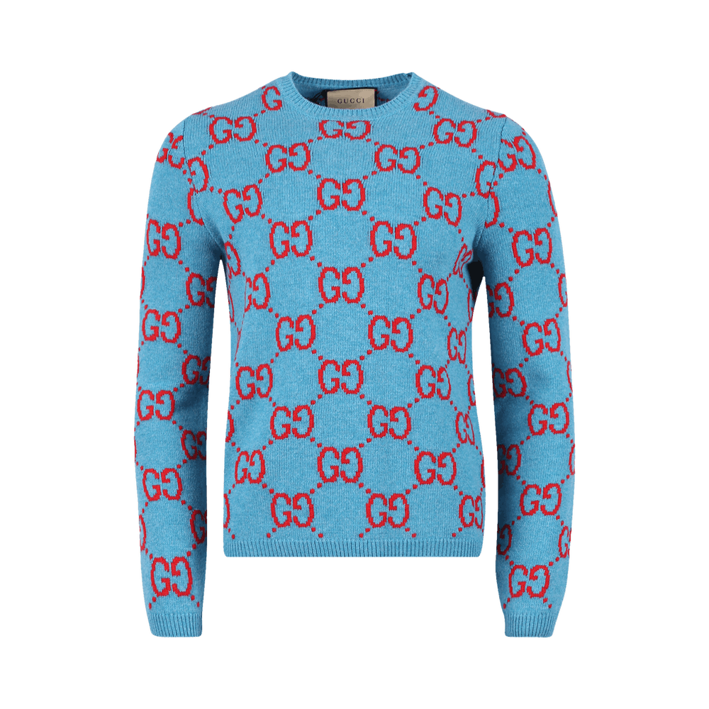 Buy Gucci Soft Wool Monogram Sweater 'Azure/Multicolor' - 674042 