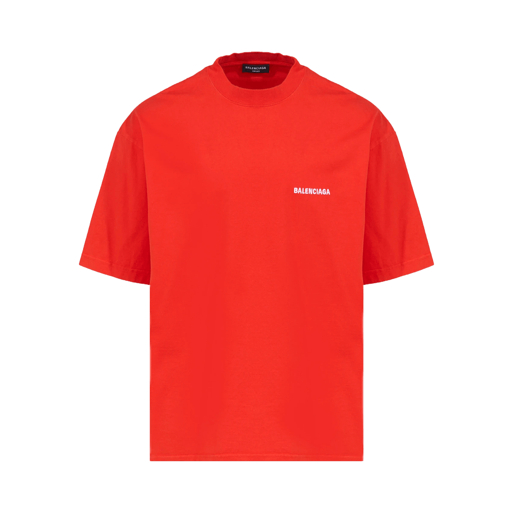 Shop BALENCIAGA Maison balenciaga t-shirt medium fit in red (  612966TLVJ11074) by Ura