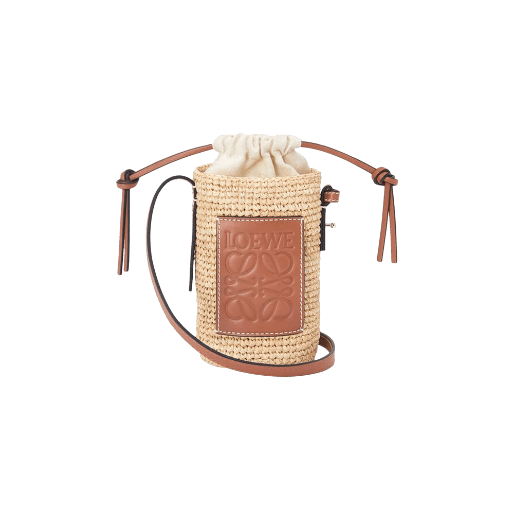 Loewe Cylinder Pocket in raffia and calfskin Online Retail Store - Womens  Pouches & Clutches Natural / Tan