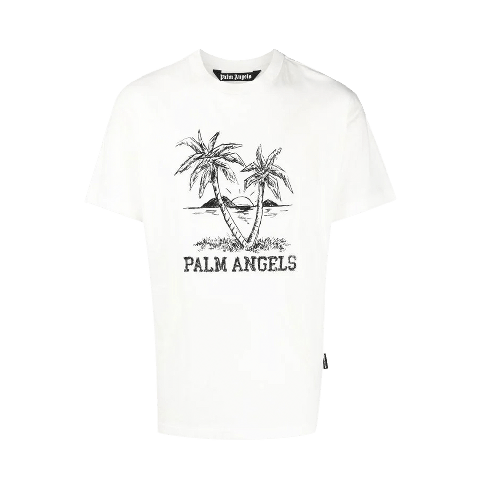 Buy Palm Angels Sunset Palms Classic Tee 'White/Black
