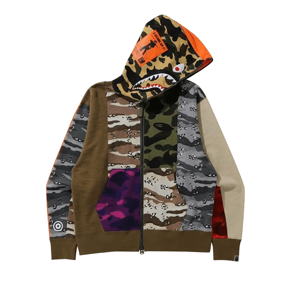 BAPE Crazy Camo Mad Shark Relaxed Full Zip Hoodie 'Multi' | GOAT