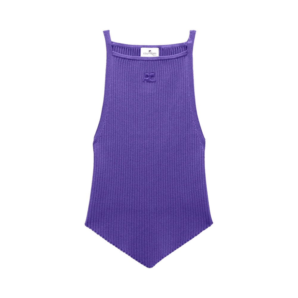 rib knit pointy dress in ultra violet by courrges Buy Courrges Rib Knit Pointy Top 'Ultra Violet' - 222MTO042FI00016011