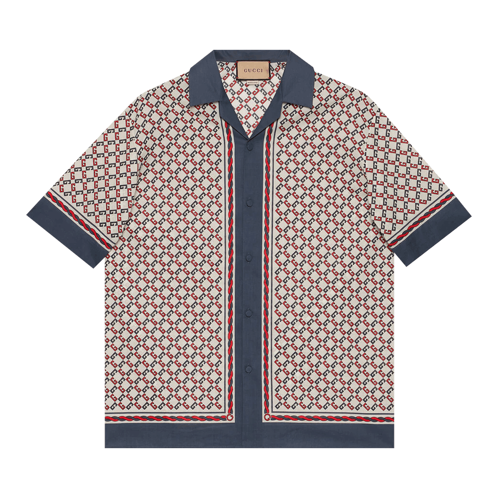 Buy Gucci Geometric G Print Muslin Bowling Shirt 'Ivory' - 690464 