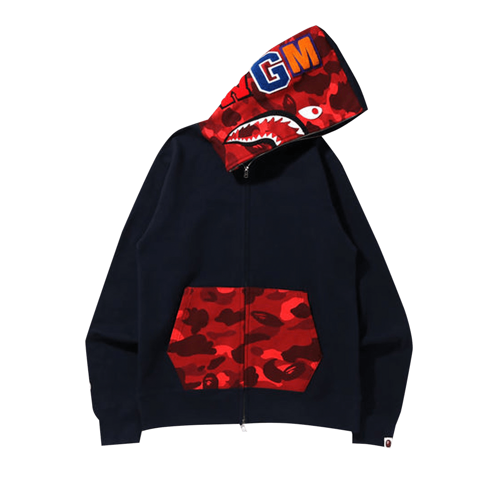 Bape color camo shark full zip hoodie blue top