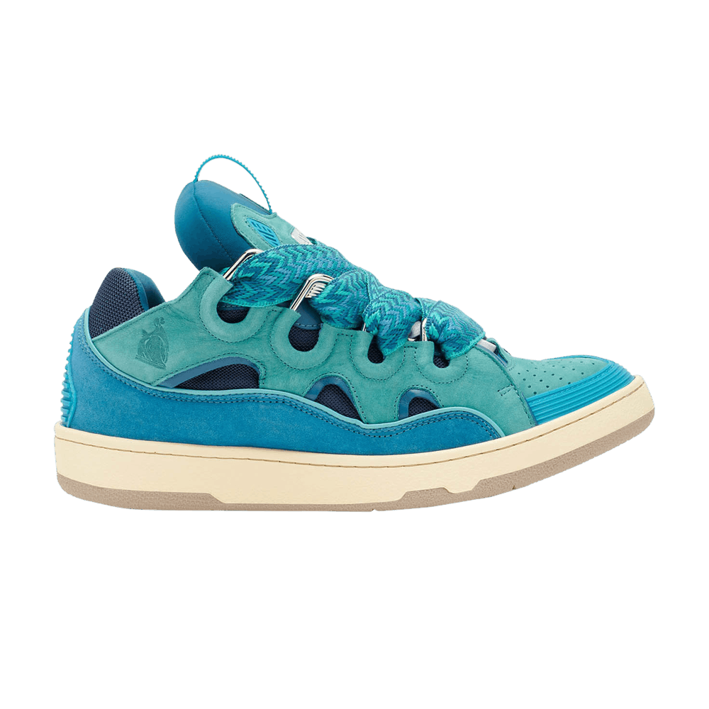 LANVIN en Bleu - クッキーモンスター LANVIN Curb Leather and Rhinestone Sneakers Majorelle Blue