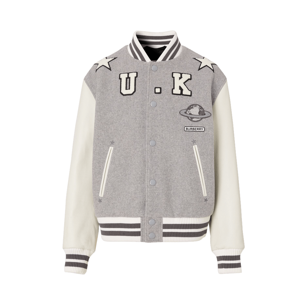 Buy Burberry Felton Varsity Jacket Ash Grey Melange 8054483 GOAT