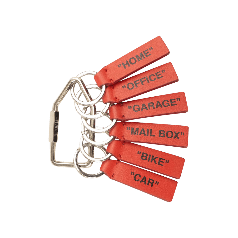 Buy Off-White Multiple Label Key Ring 'Red Buy Off-White Multiple Label Key Ring 'Red