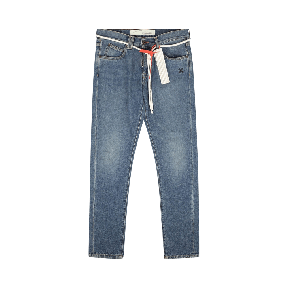 商品画像：Slim Fit Distressed Jean With Shoelace Belt | boohoo USA 1