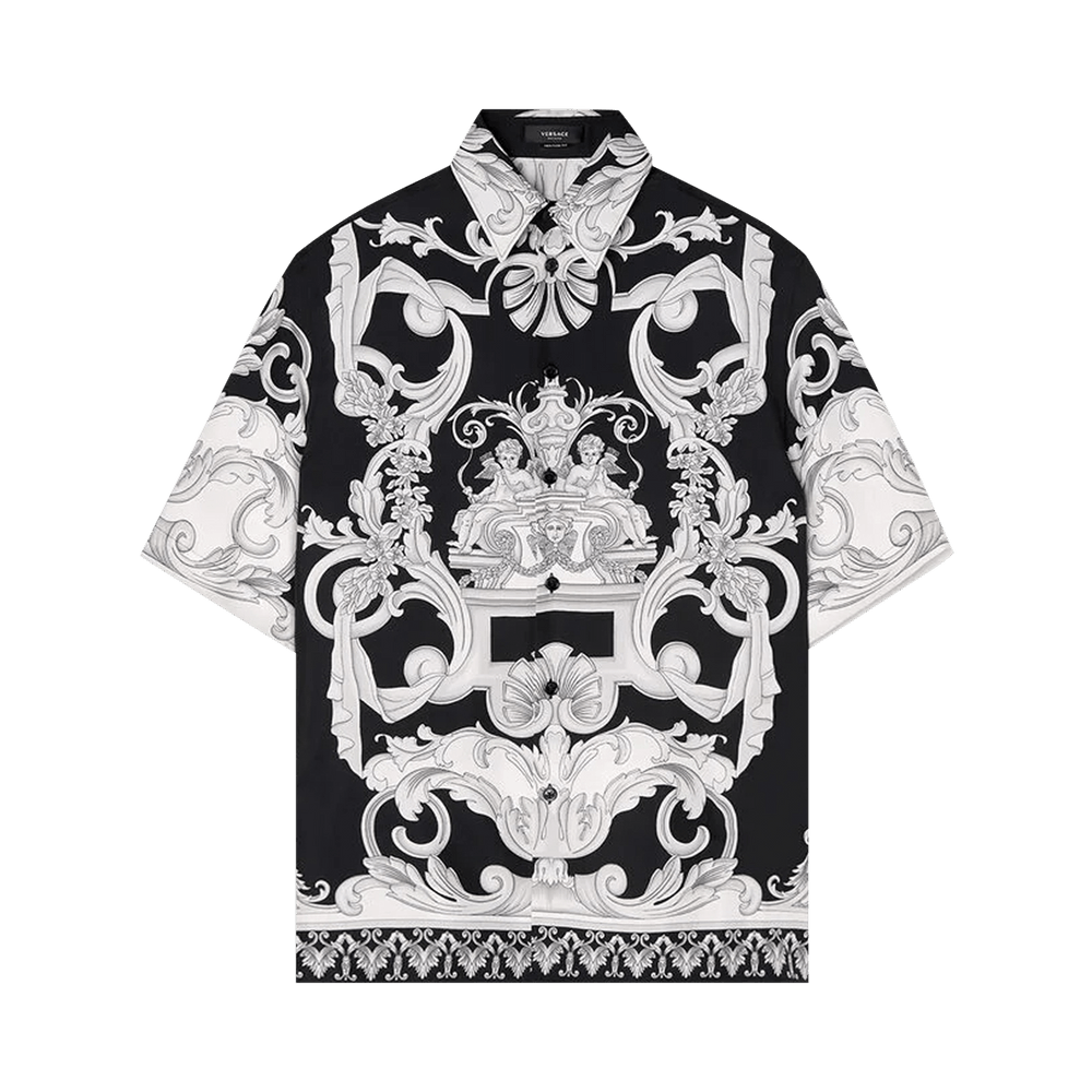 希少【VERSACE】Silver Baroqueフーディ Buy Versace Silver Baroque Silk Shirt 'Black/White