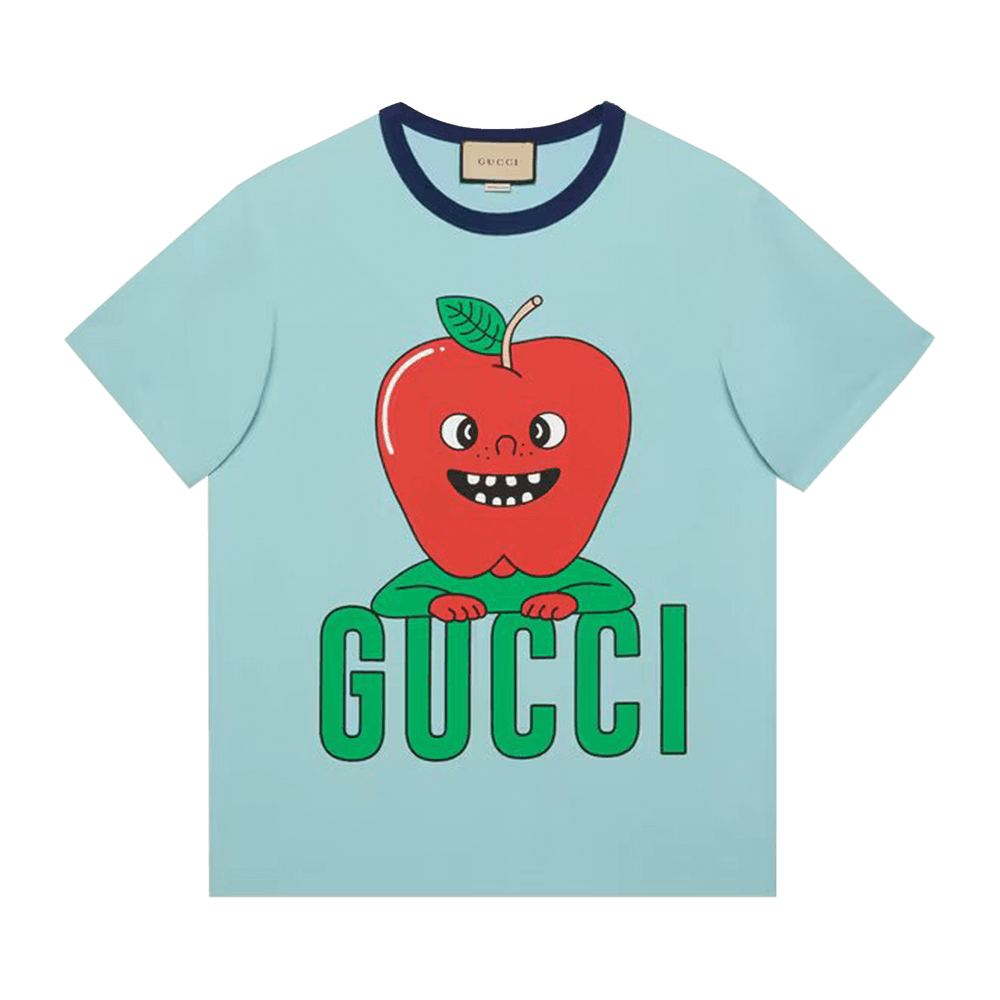 Buy Gucci Apple Print Cotton T-Shirt 'Light Blue' - 703439 XJEI2