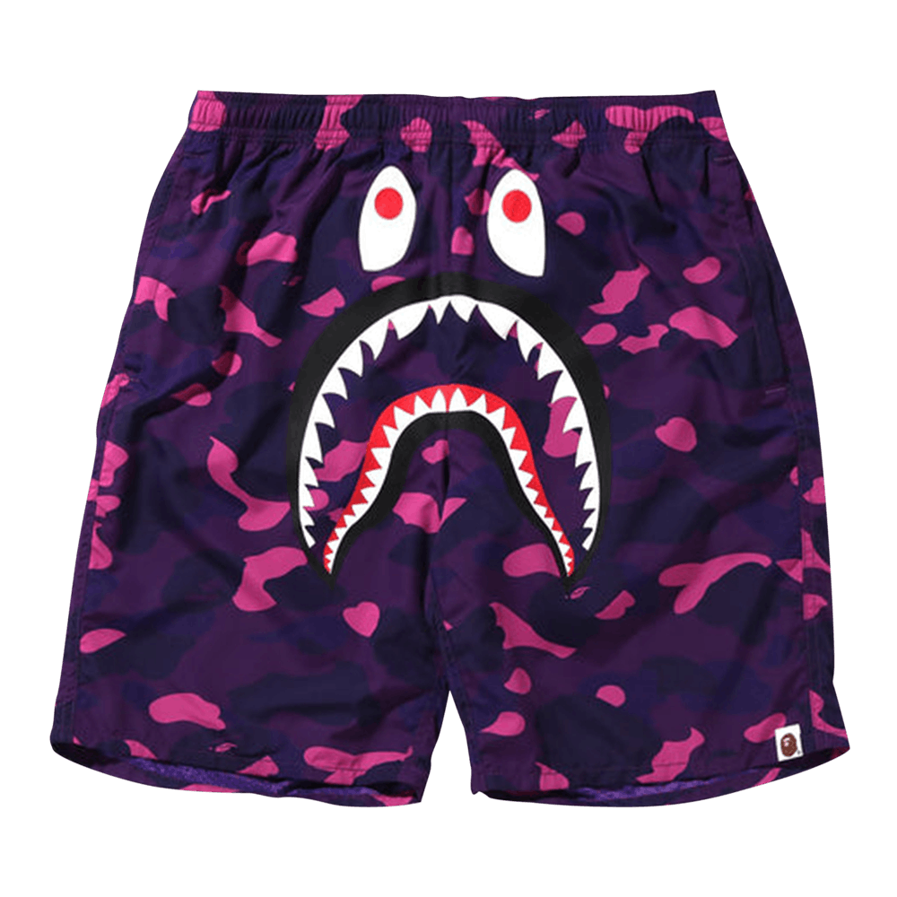Buy BAPE Color Camo Shark Beach Shorts 'Purple' - 1I30 153 016