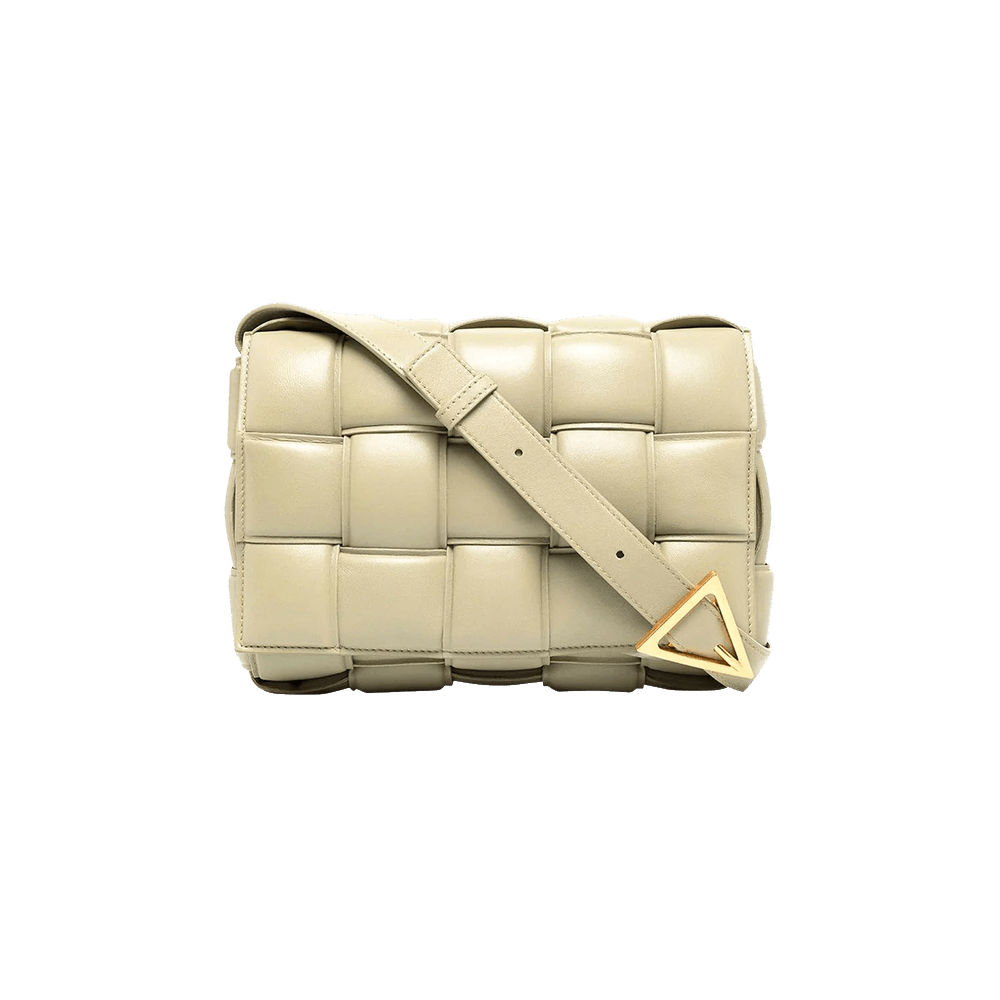 Bottega Veneta Brick Cassette Shoulder Bag Travertine in Lambskin Leather  with Gold-tone - US