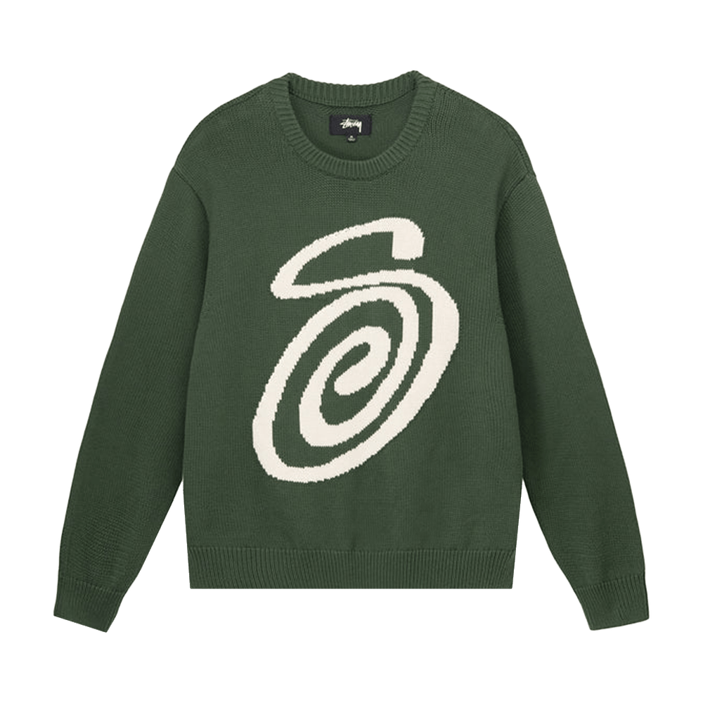 Stussy Curly S Sweater 'Green' | GOAT