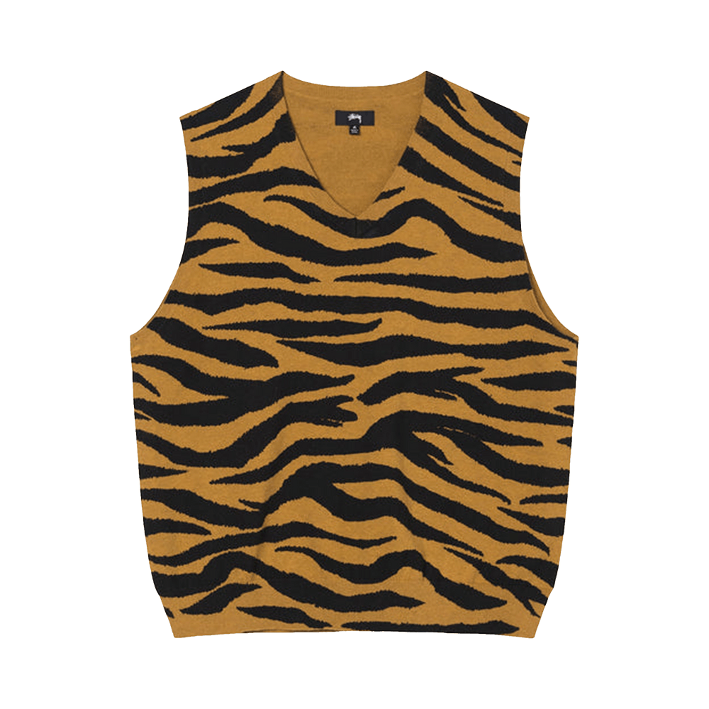 新到着 Printed Tiger Stussy Buy Sweater 117139 - 'Mustard' Vest トップス