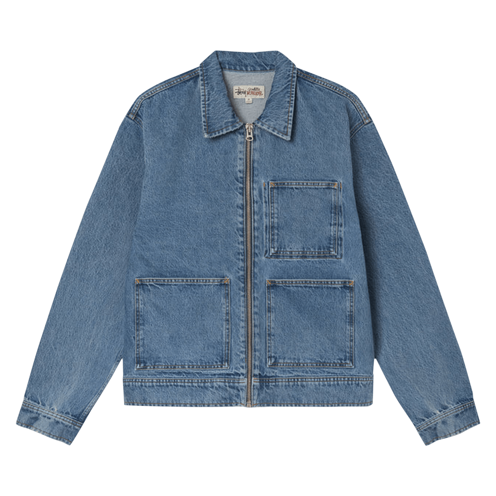 Buy Stussy Denim Zip Work Jacket 'Washed Blue' - 115682 WASH | GOAT