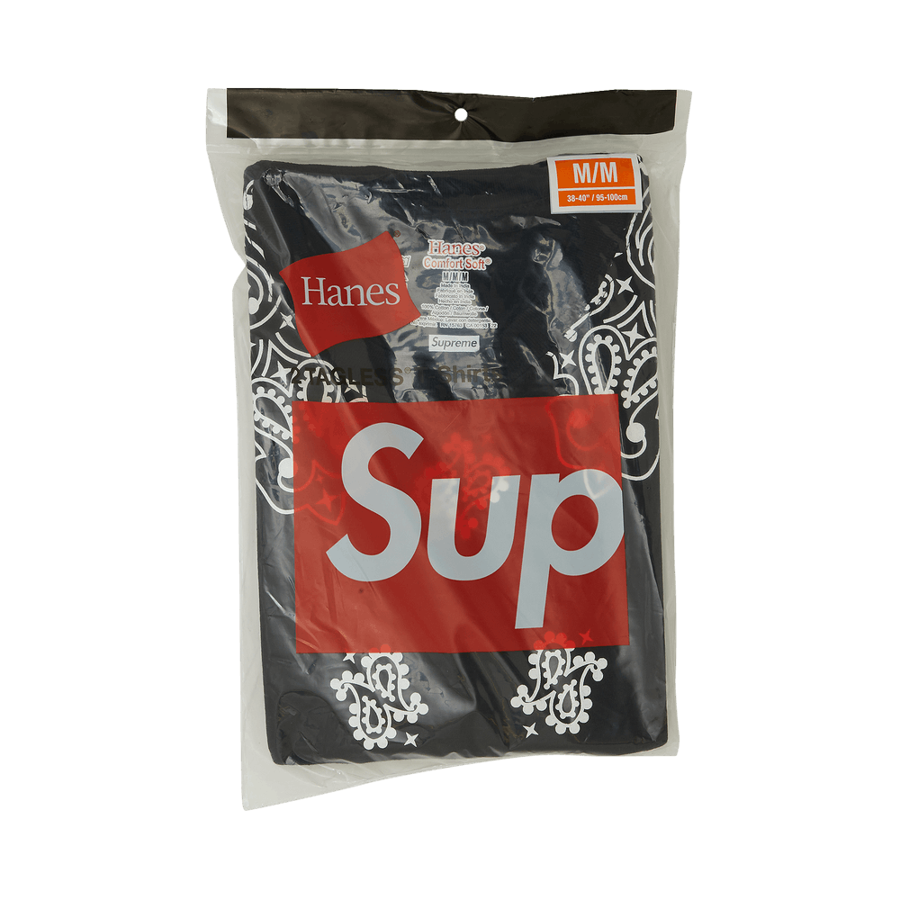 Buy Supreme x Hanes Bandana Tagless Tees (2 Pack) 'Black 