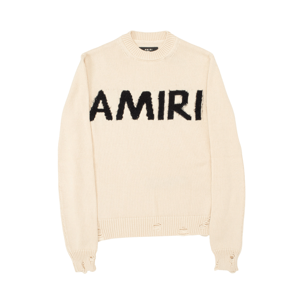 Buy Amiri Eyelash Logo Crew 'Alabaster' - PF22MKL009 271 Buy Amiri Eyelash Logo Crew 'Alabaster' - PF22MKL009 271