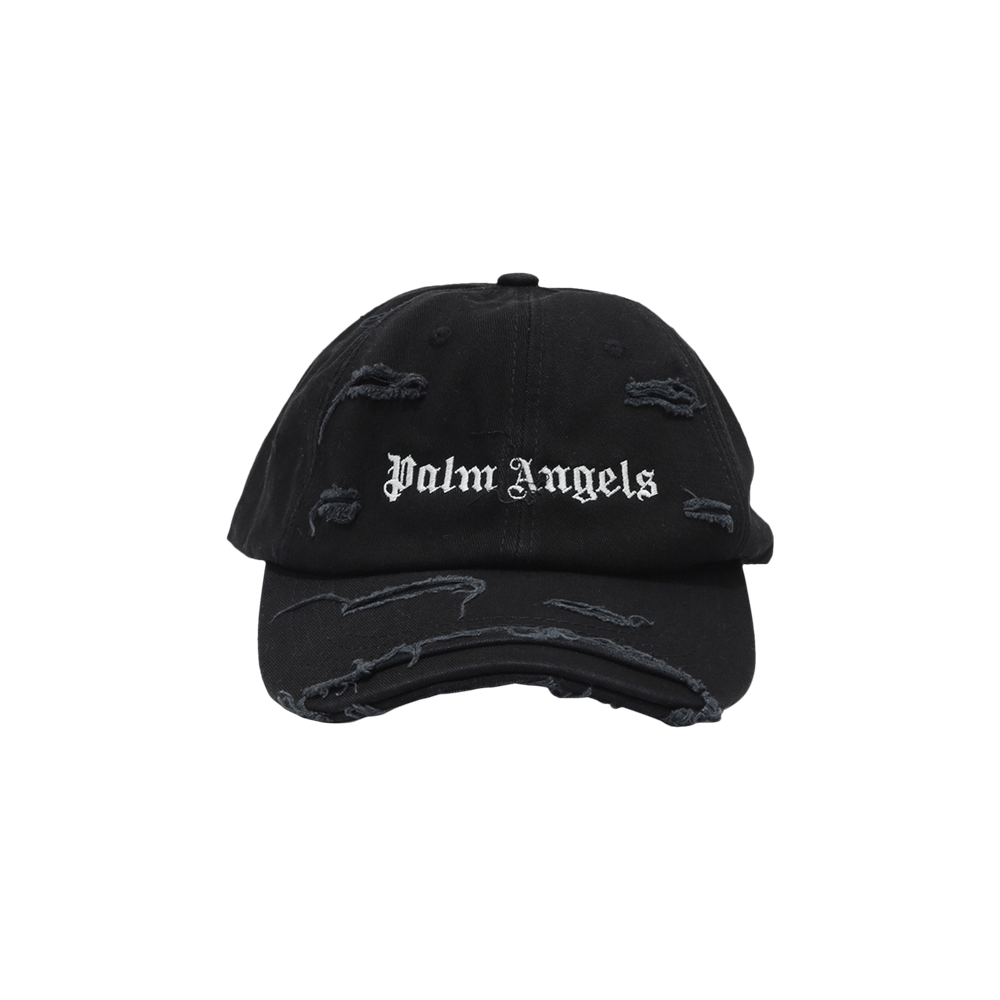 Buy Palm Angels Ripped Logo Cap 'Black/White