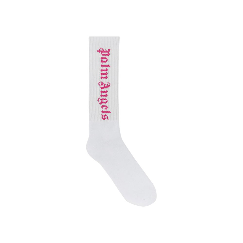 Buy Palm Angels Classic Logo Socks 'White/Fuchsia