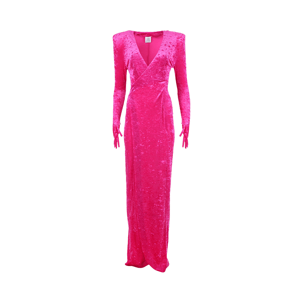 Buy Vetements Evening Velvet Dynasty Dress With Gloves Pink
