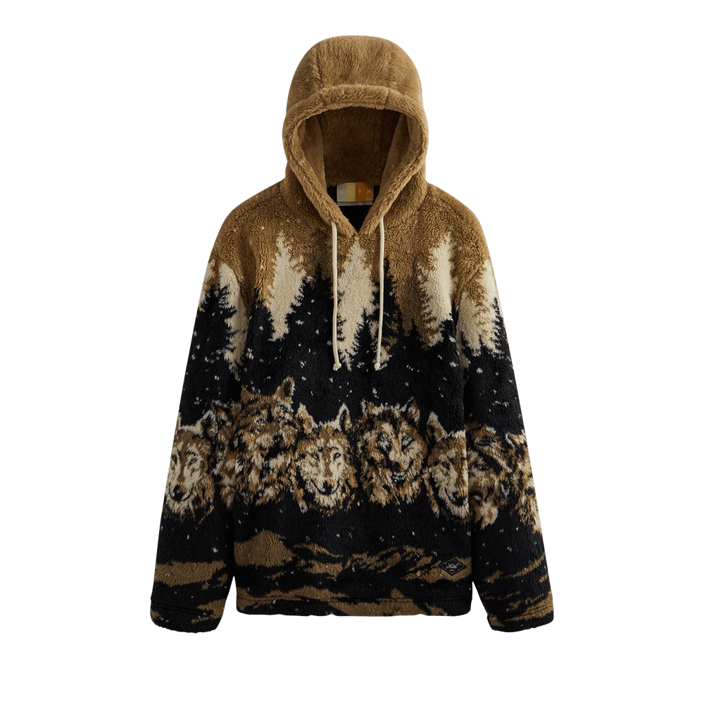 Buy Kith Merrick Wolves Sherpa Hoodie 'Black' - KHM030676 001 | GOAT