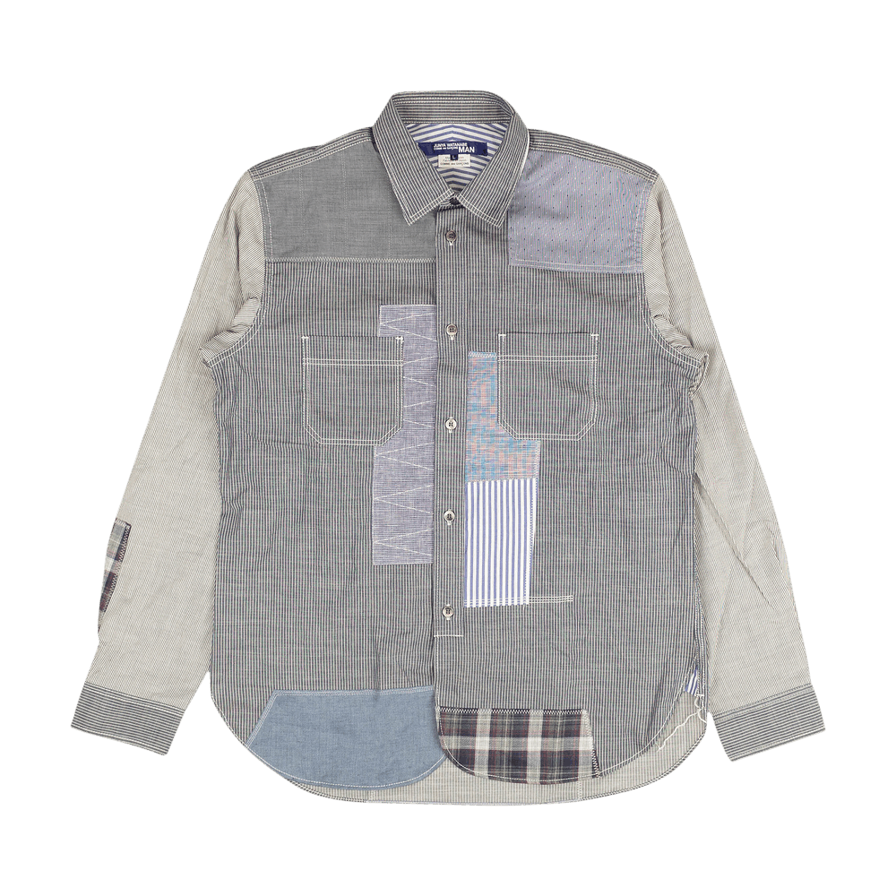 Buy Junya Watanabe MAN Patchwork Chambray Shirt 'Blue Stripe