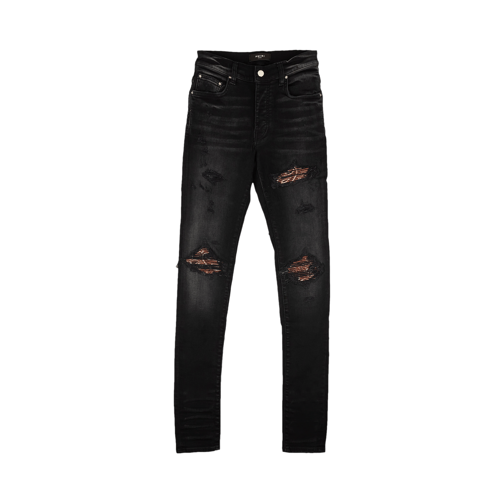 Buy Amiri Distressed MX1 Bandana Skinny Jeans 'Black Buy Amiri Distressed MX1 Bandana Skinny Jeans 'Black