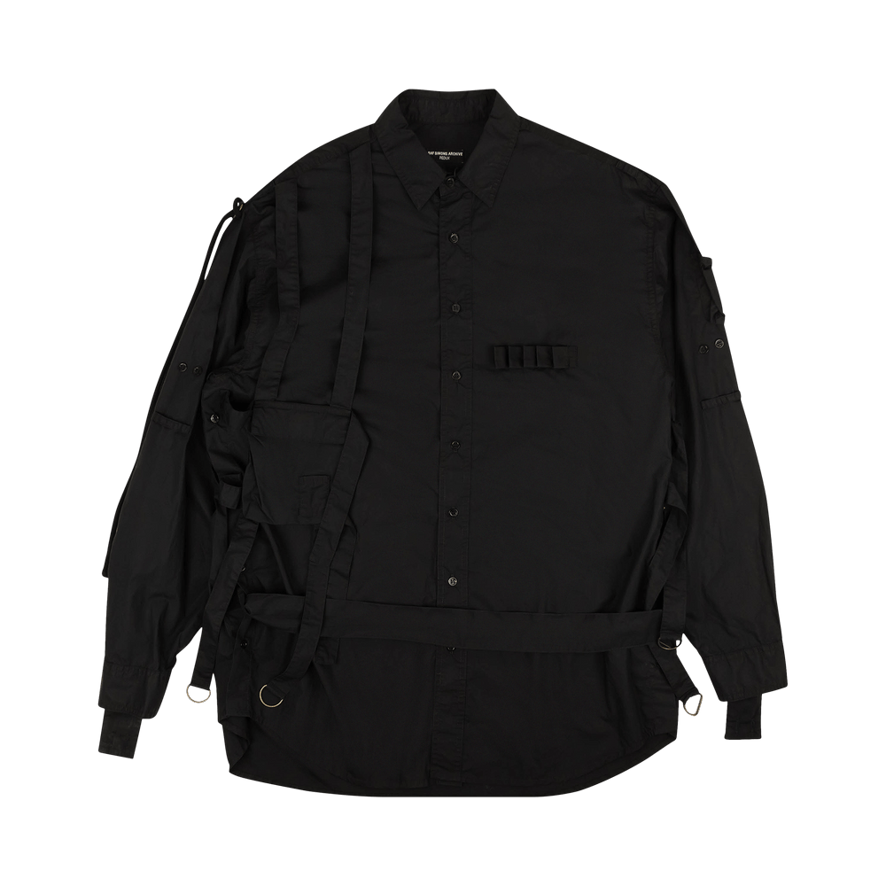 Buy Raf Simons Long-Sleeve Button Pouch Strap Shirt 'Black' - 1A01