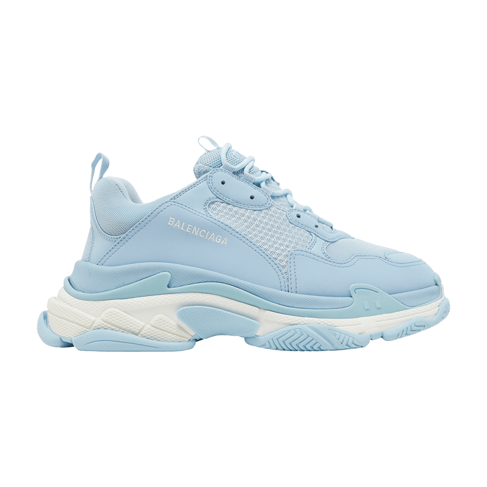 Size 8.0 Balenciaga Triple S Sneaker Allover Logo Light Blue