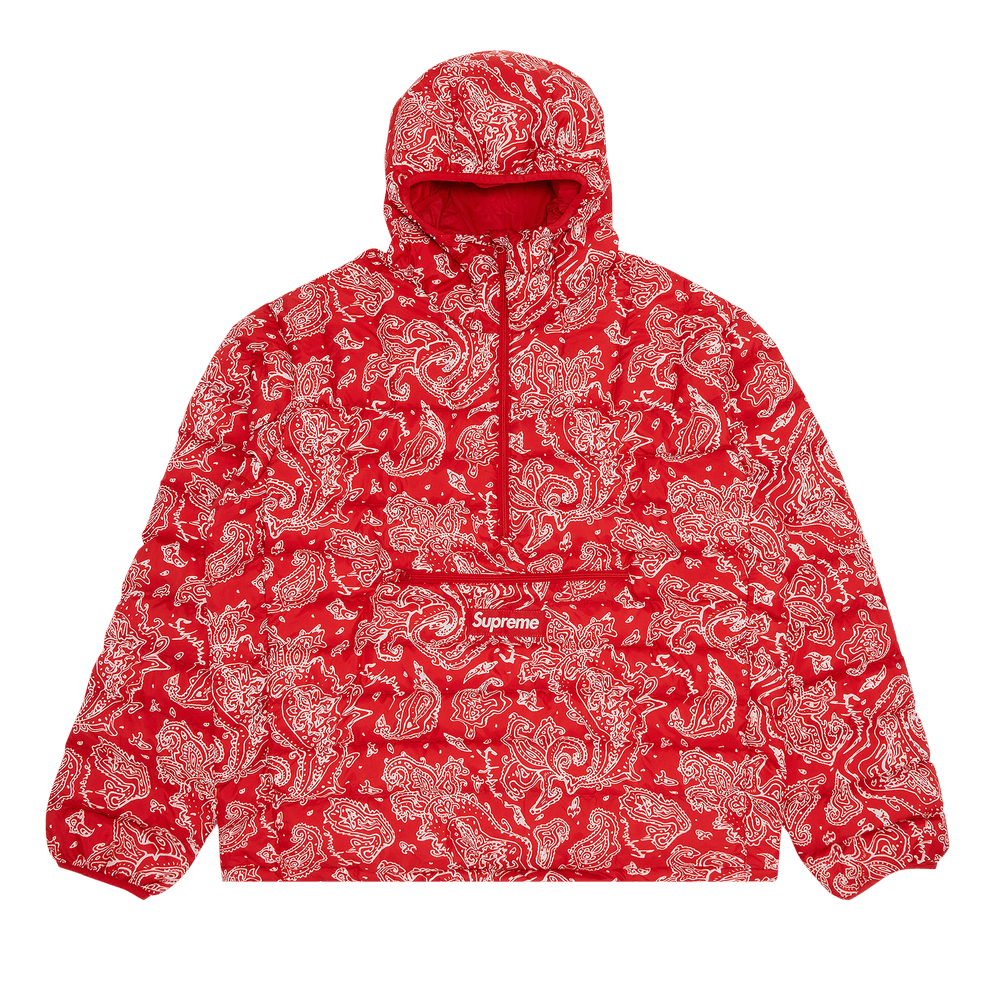 Supreme Micro Down Half Zip Hooded Pullover 'Red Paisley'