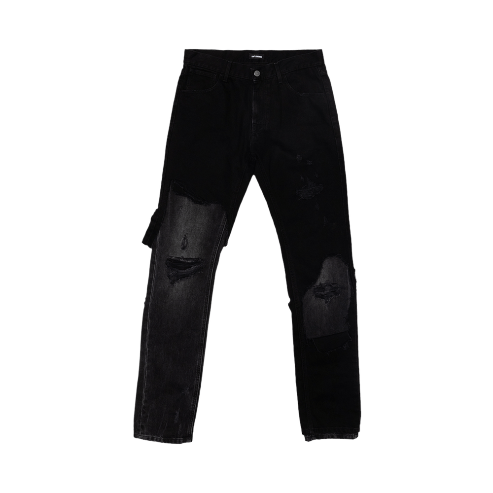 Buy Raf Simons Destroyed Denim Jeans 'Black' - 19231110134 | GOAT