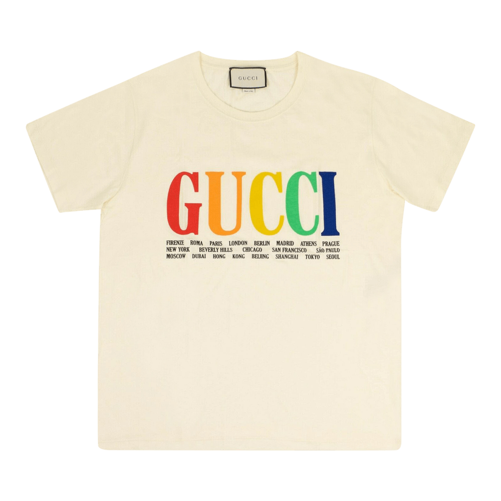 Gucci Rainbow Cities Cotton T-Shirt 'White' | GOAT
