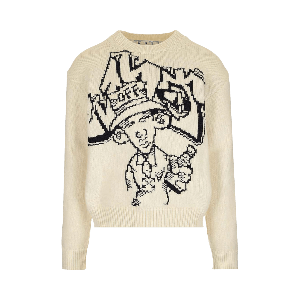 Buy Off-White Graffiti Chunky Knit Crewneck Sweater 'Off White