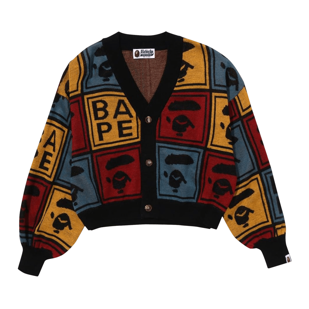 Buy BAPE Ape Face Cropped Knit Cardigan 'Black' - 1I80 220 001