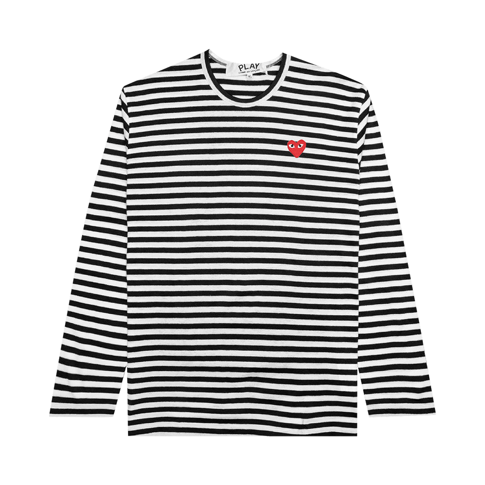 Buy Comme des Garcons PLAY Striped Long Sleeve T Shirt White AZ T164 051 1 GOAT