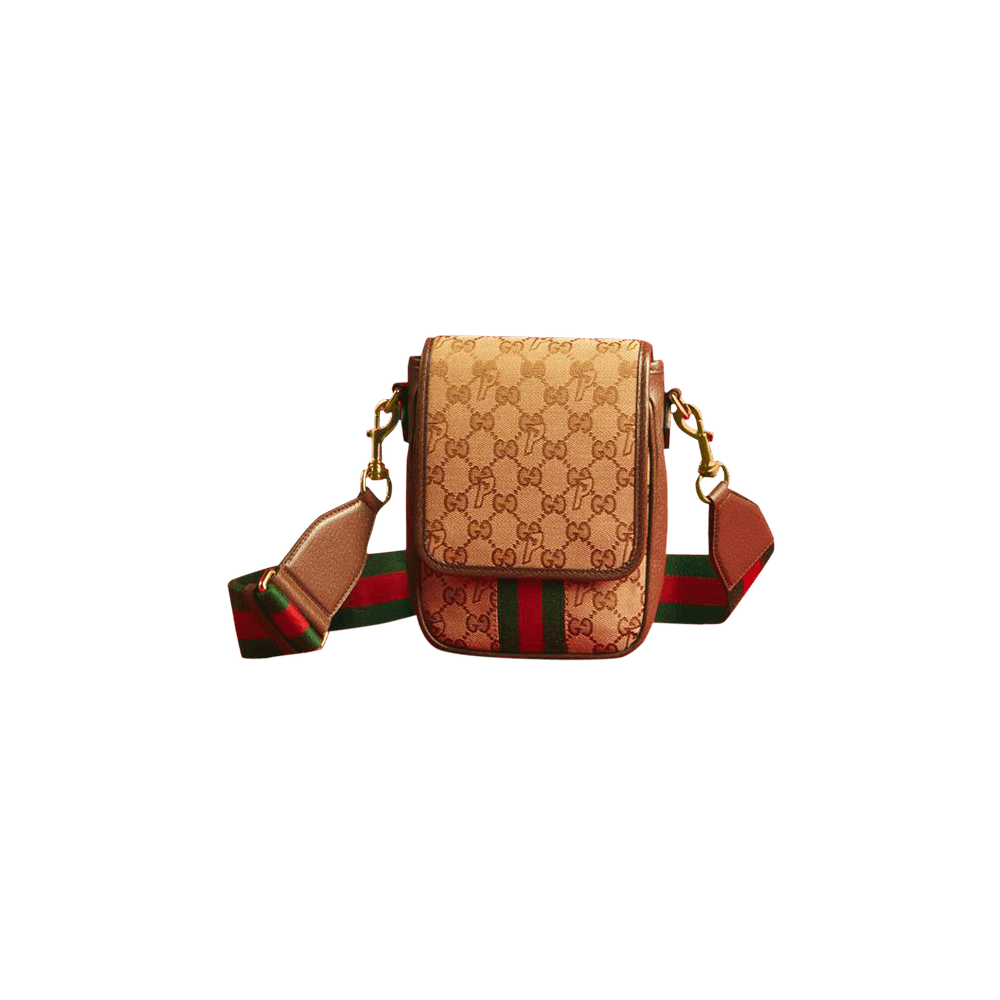 Gucci Original GG Dipped Canvas Messenger Bag with Signature Web