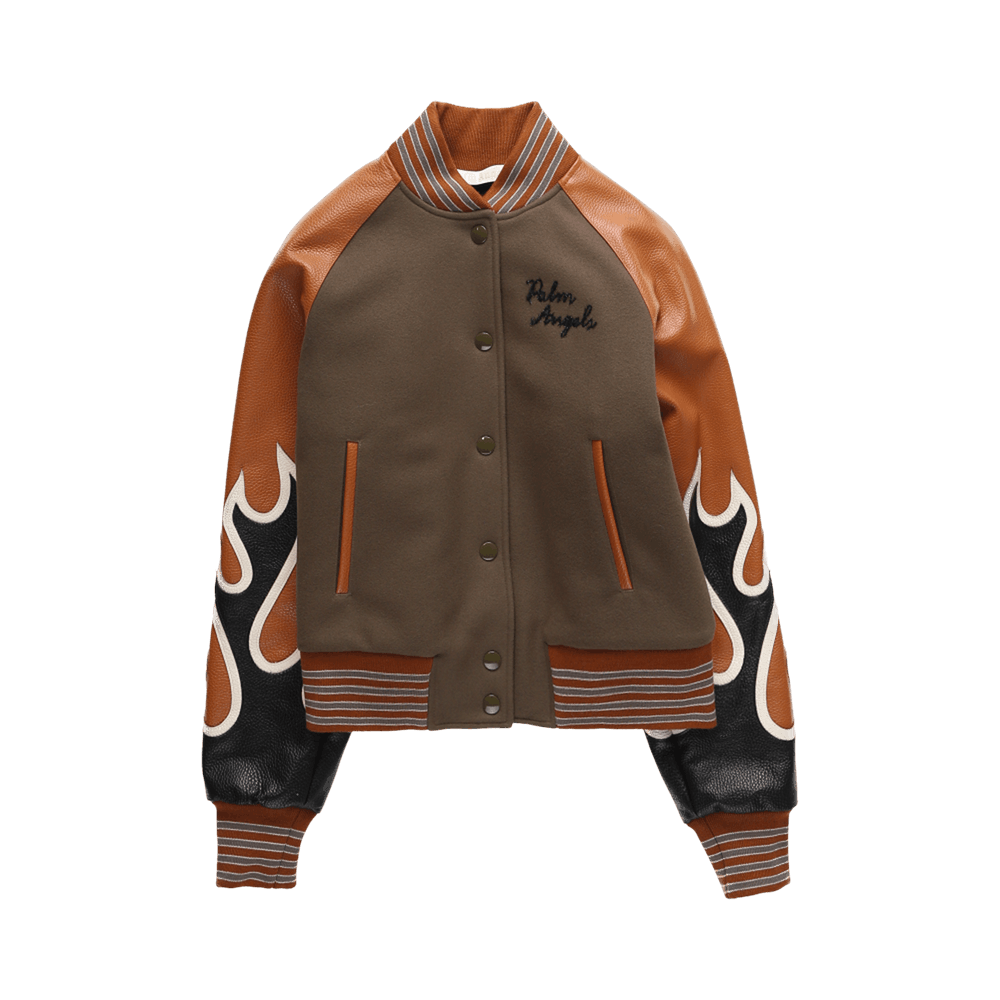 OFFWH PALM ANGELS Monogram Leather Varsity Jacket