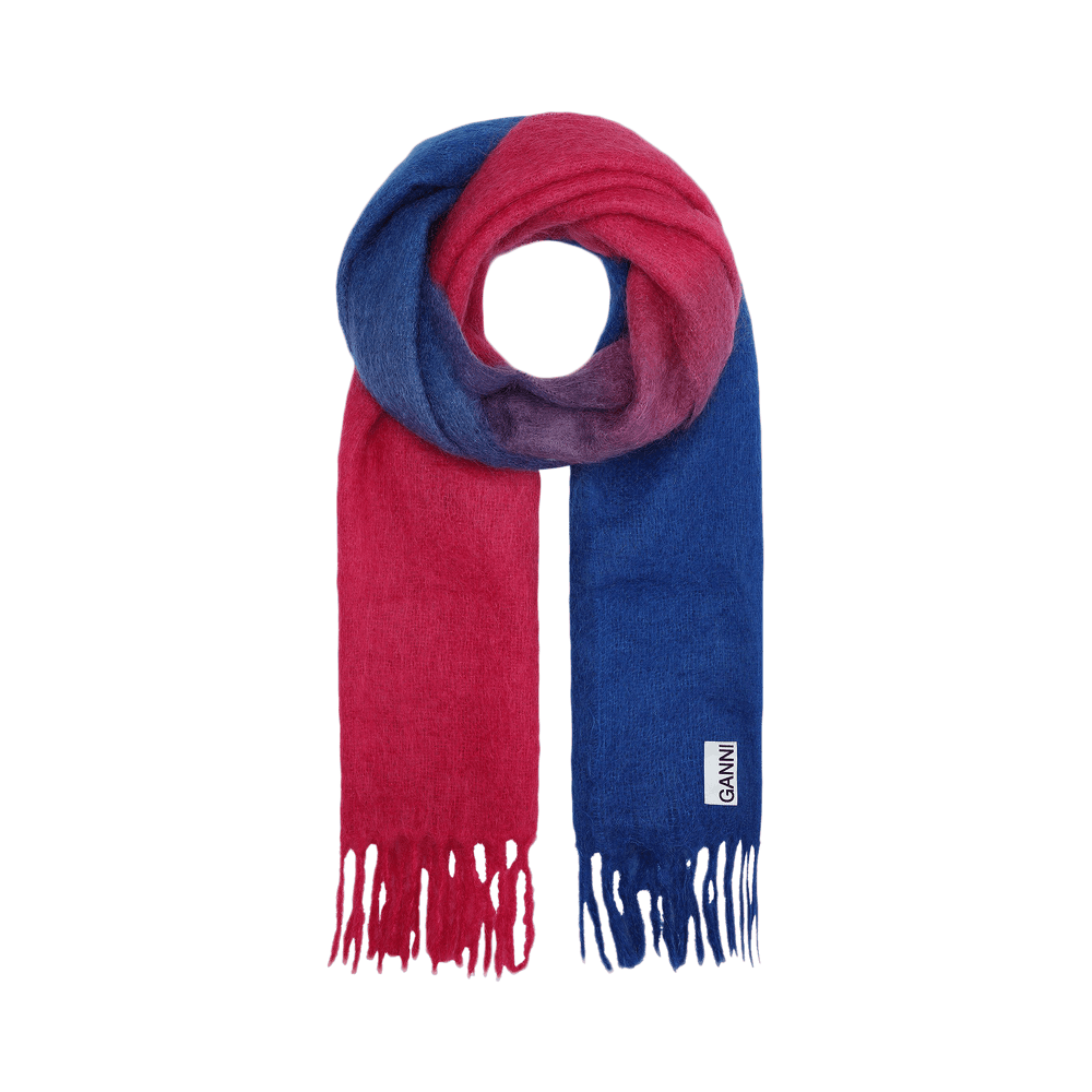 Buy GANNI Mohair Gradient Fringed Scarf 'Nautical Blue' - A4499