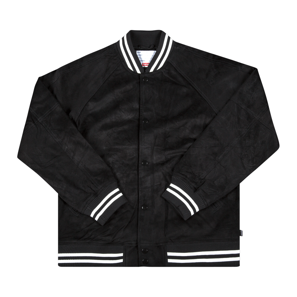 Buy Supreme Suede Varsity Jacket 'Black' - SS17J7 BLACK | GOAT