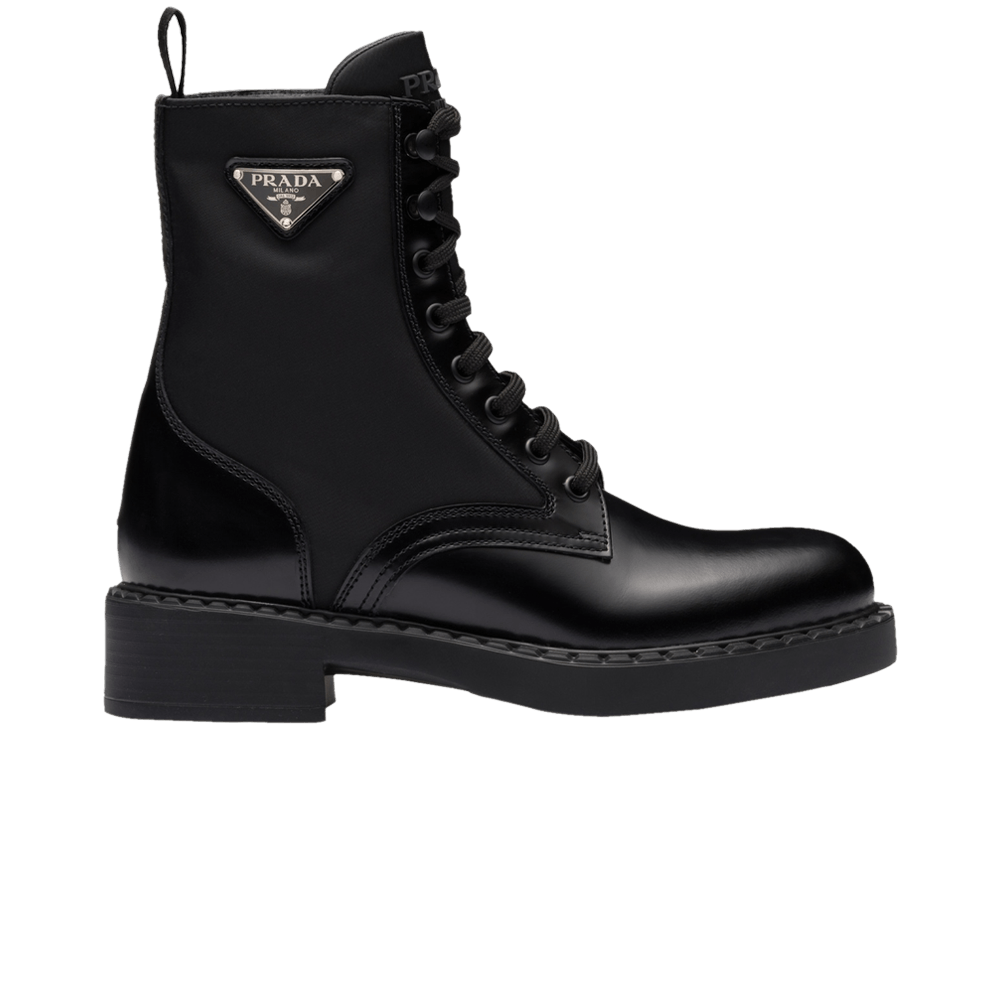Size 10.0 Prada Wmns Brushed Leather and Re-Nylon Ankle Boot 'Black'