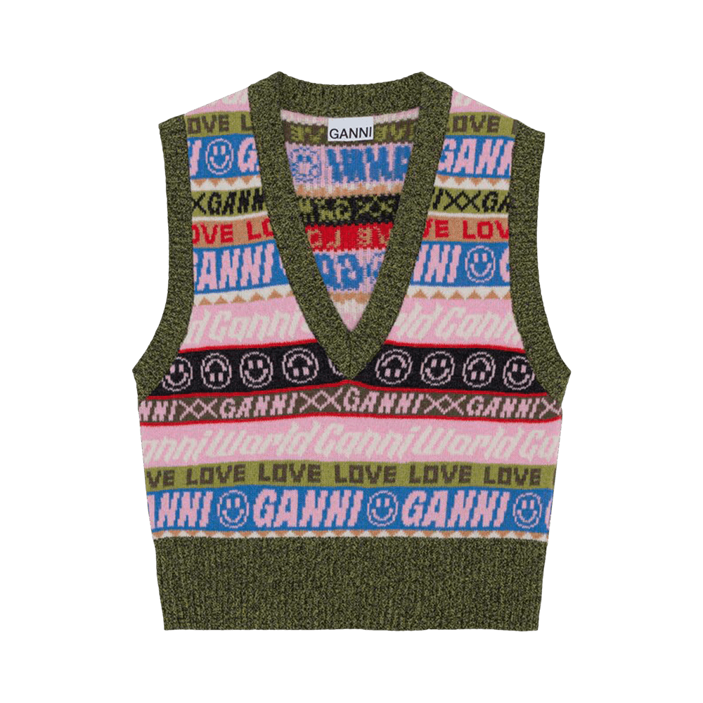 ジャケット・アウター ganni full pattern vest Rinse Dark Blue Textured Vest | GANNI US