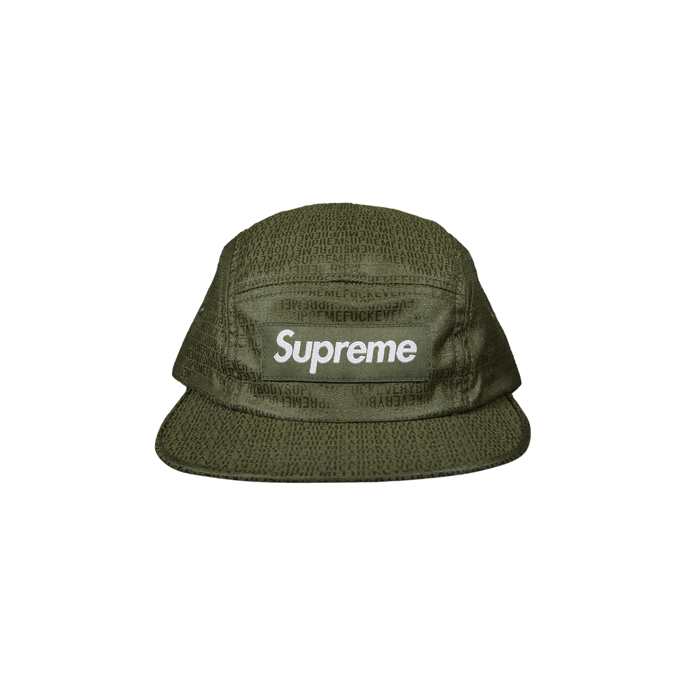 Buy Supreme Fuck Everybody Jacquard Camp Cap 'Olive' - SS19H103