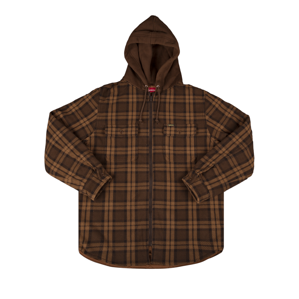 Buy Supreme Hooded Plaid Work Shirt 'Brown' - FW18S35 BROWN | GOAT